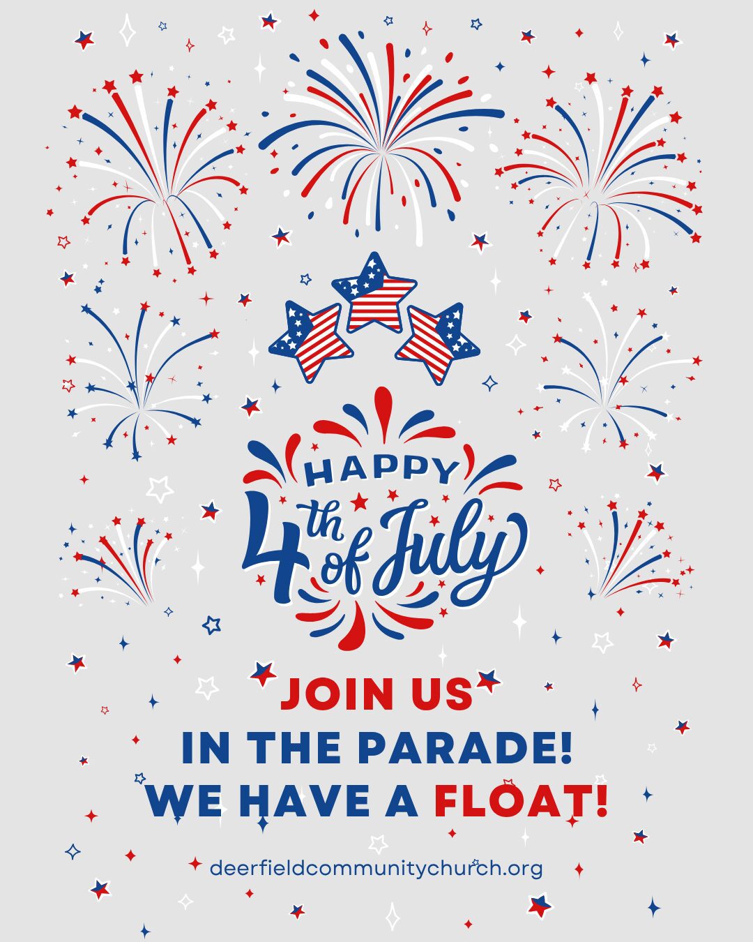 Happy 4th of July. Join us in the parade! We have a float!