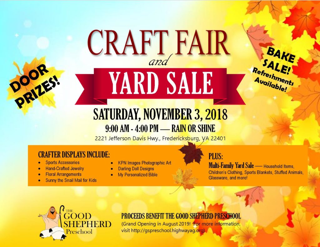 Craft Fair & Yard Sale Set for November 3rd Highway Assembly of God