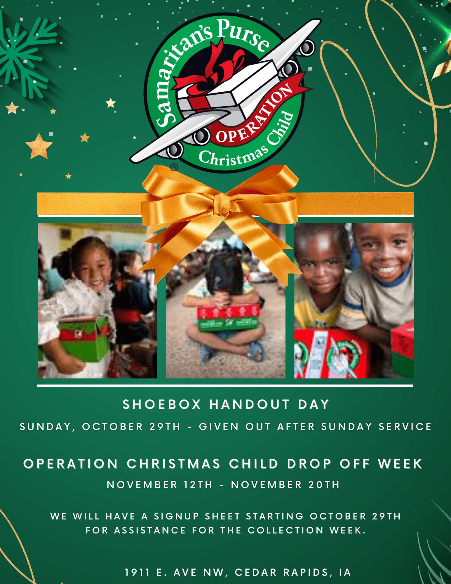 Operation Christmas Child Drop Off First Open Bible