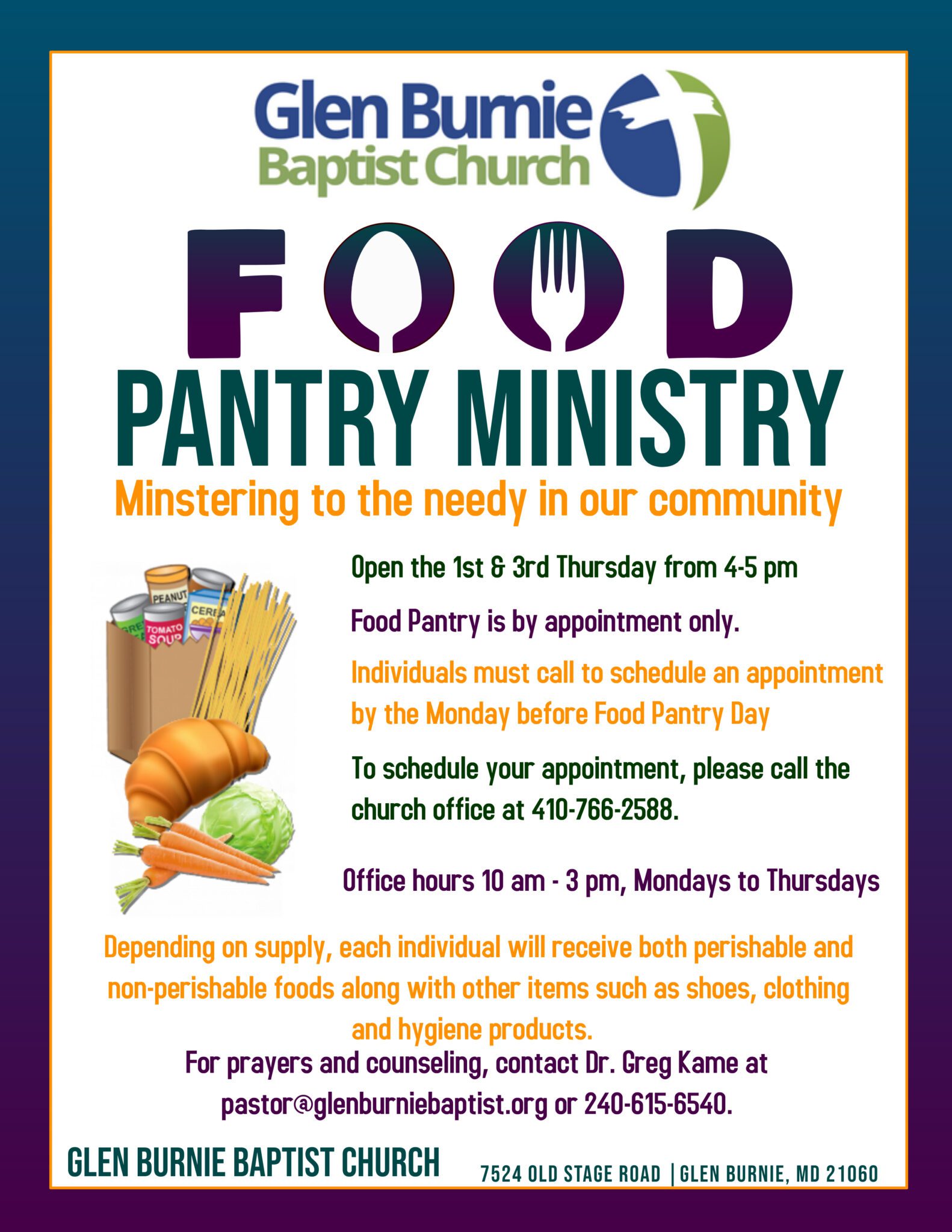 Food Pantry Ministry Glen Burnie Baptist Church